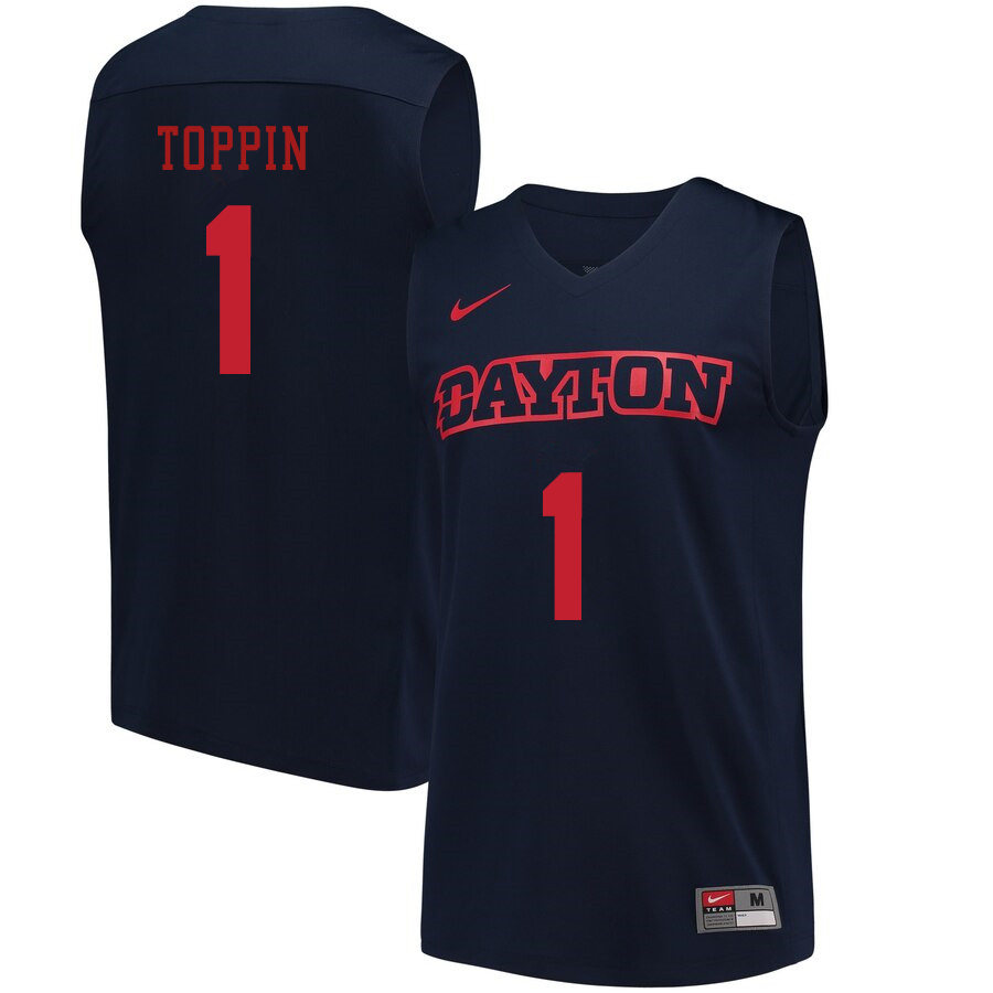 Men #1 Obi Toppin Dayton Flyers College Basketball Jerseys Sale-Navy